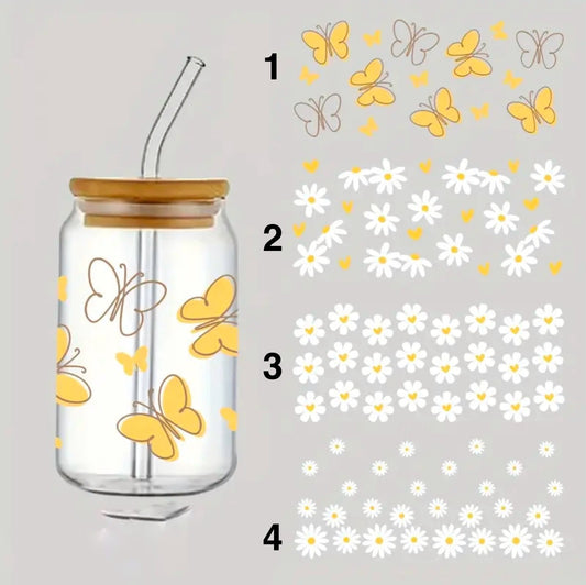 Fleurs & Papillons jaune et blanc